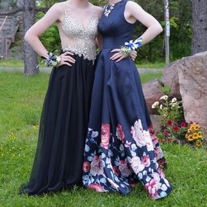 Black floral prom dress